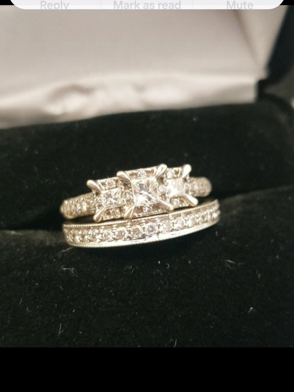 Kay Jewelers White Gold 1Ct Three-Stone Diamond Engagement Ring Set